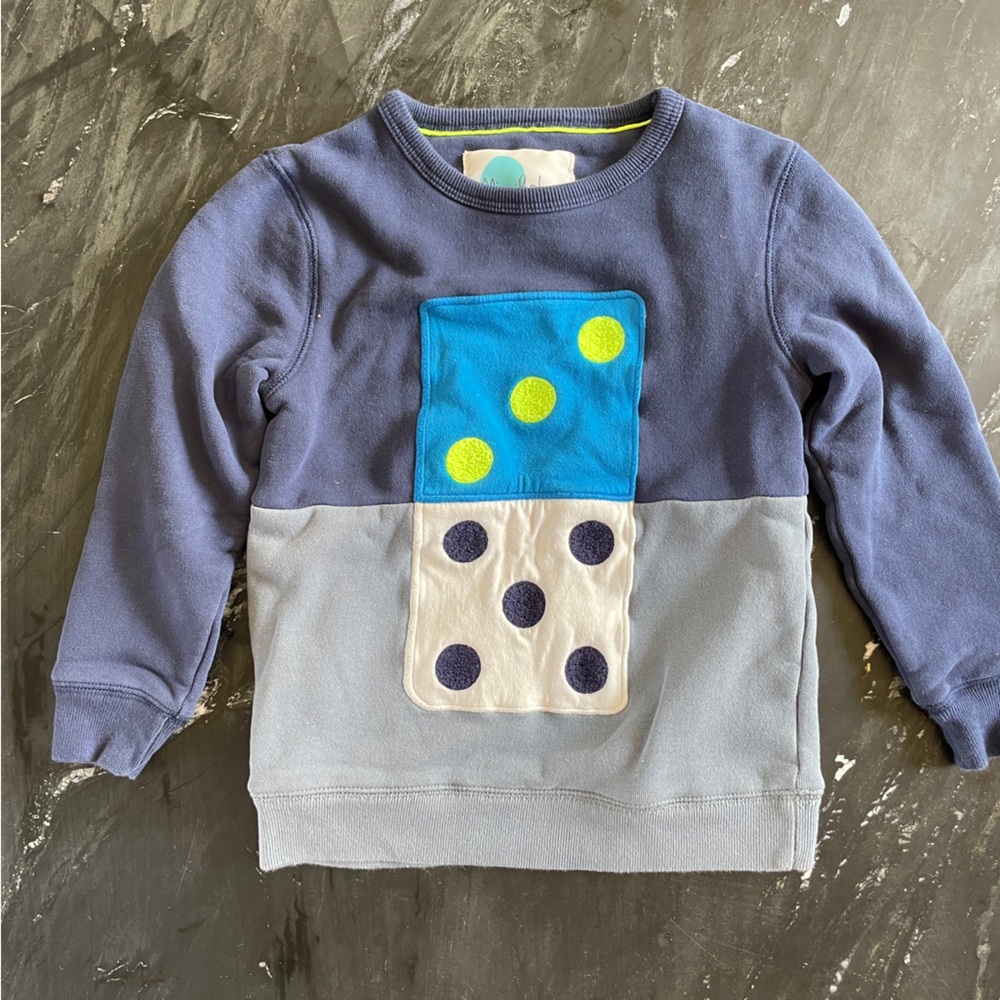 Mini Boden Blue and Gray Dice Sweatshirt 6-7T